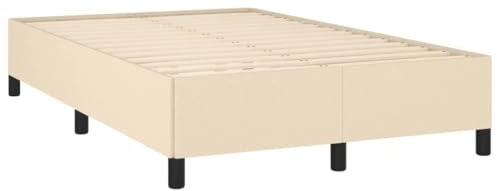 vidaXL Bettgestell, Polsterbett Bett mit Stützbeinen, Bettrahmen mit Lattenrost für Schlafzimmer, Doppelbett Schlafzimmerbett, Creme 120x190cm Stoff