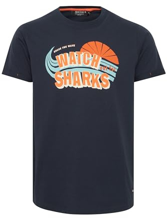 Indicode IDDaniel Herren T-Shirt Kurzarm Shirt mit Print Rundhals-Ausschnitt Frontprint hochwertige Baumwoll-Qualität, Größe:3XL, Farbe:Navy (400)