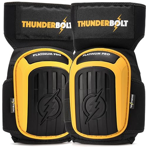 Thunderbolt® Knieschoner Professioneller Knieschützer mit komfortablem Gelkissen Knieschoner Fliesenleger, Bau, Bodenbeläge, Gartenarbeiten mit starken rutschfesten Gurten