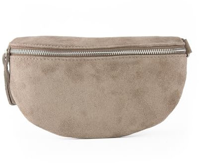 lePelou Bauchtasche aus Veloursleder, Wildleder Bauchtasche, Festival Tasche, Cross Body Tasche, Gürteltasche, Geschenk (Taupe, L)