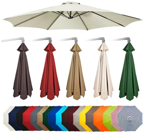 Replacement Fabric Garden Parasol Canopy Cover, 2m/2.30m/2.7m/3.0m Umbrella Replacement Cloth, Replacement Parasol Cloth For 6/8 Arms Cantilever Parasol Umbrella Replacement Canopy(Color:Beige,Size:6r