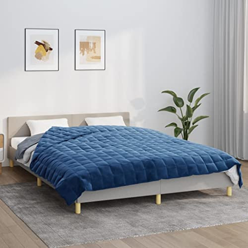Coavain Gewichtsdecke 220x235 cm Blau 15 kg Entspannungsdecke Atmungsaktive Schlafdecke Weighted Blankett Bettdecke Relaxing Blanket Heavy Blanket for Deep Sleep Stoff