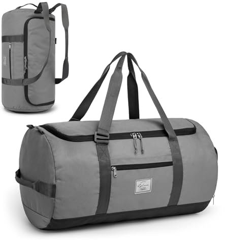 TAIHOYIN 60L Reisetasche mit Schuhfach Groß Sporttasche für Herren Damen wasserdichte Gym Trainingstasche Leichte Weekender Übernachtungstasche Handgepäck für Camping, Reisen, Fitness, Grau