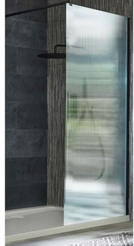 Milano Florence Black Fluted Glass Shower Enclosure Drying Tray - 1400mm x 900mm