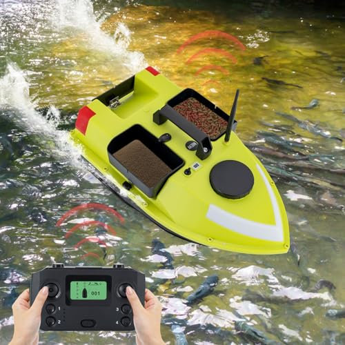Futterboot Fernbedienung 600M GPS Futterboot Angelköder Boot 2kg Laden,Siebenfarbige LED Nacht Navigationslichter RC Angeln Boot