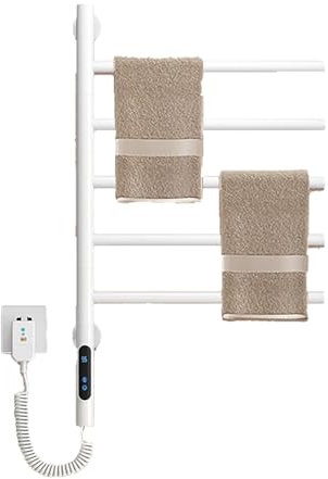 Toallero con calefacción portátil, toallero con radiador de baño, toallero eléctrico, calentador de toallas eléctrico montado en la pared, secador de toallas con estante giratorio, pantalla táctil int