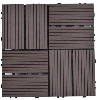 HGOuhK WPC Terrassenfliese 11 Terrassendielen und Terrassenfliesen for den Außenbereich, ineinandergreifende Holz-Kunststoff-Bodenbeläge, Bodenbeläge mit quadratischen Fugen für Balkon, Garten & Terra