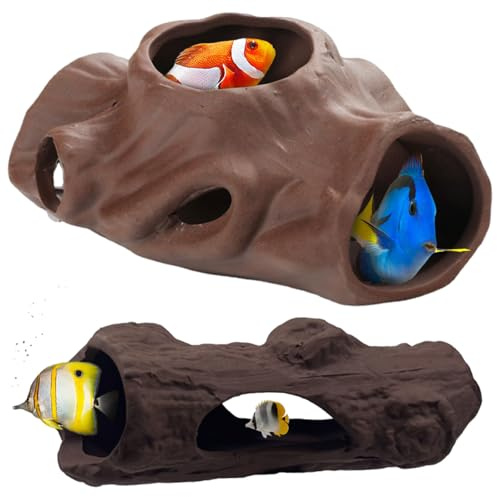 Sertay 2 Stück Aquarium Deko Keramik, Ornamente Keramik Fischbecken, Fisch Tank Zubehör, Aquarium Deko Höhle, Garnelen Versteck, Geeignet für Wassertiere zum Schlafen, Ausruhen, Spielen