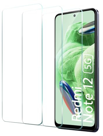 CYYAGE 3 Piezas Cristal Templado Protector Pantalla para Xiaomi Redmi Note 12 4G/5G, Vidrio Templado Pelicula Dureza 9H, HD Transparente, Antiarañazos, Sin Burbujas ﻿