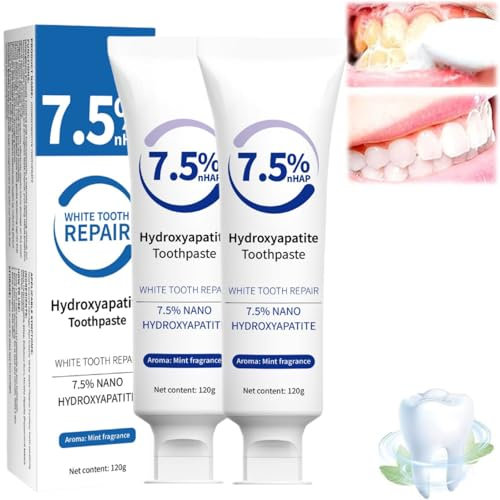 Hydroxyapatit-Zahnpasta für Zahnschmelzschutz - Formel mit 6 Probiotika, Zahnpasta Hydroxylapatit für Empfindliche Zähne und Aufhellung, Zahnstärkung, Sanfte Minze, Frischer Atem (2)
