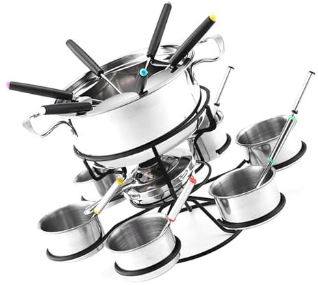 Fonduetopf Set aus Edelstahl - Kochtopf aus Edelstahl, 21-teilig