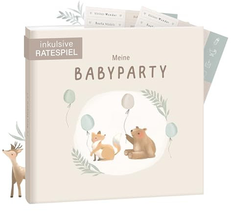 mintkind® Gästebuch Meine Babyparty Beige - Babyparty Geschenk für Junge & Mädchen, Baby Shower & Gender Reveal Deko, Baby Fotoalbum zum Selbstgestalten