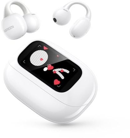 UGREEN Audífonos Inalámbricos Bluetooth 5.4 con Pantalla Inteligente Táctil | Open-Ear 12 Funciones con Toque, 12 mm Diafragma, 110 ms Latencia Baja, Oído Abierto Compatible con iPhone, Huawei, Xiaomi