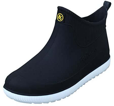Stivali da pioggia da uomo, impermeabili, corti, comodi, da pesca, da giardino, alla moda, antiscivolo, in gomma, per il tempo libero, leggeri, Nero , 42 EU