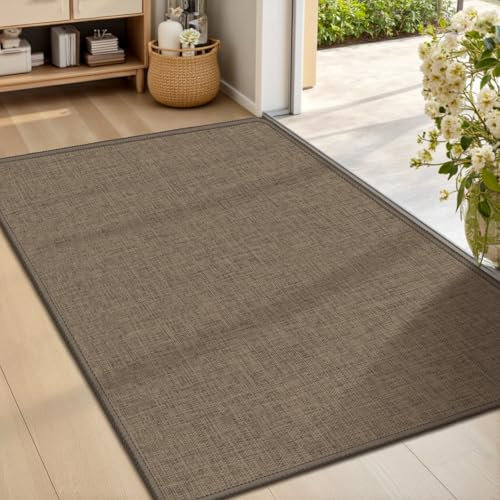 LEKEEPGO Tapis de Porte Paillasson d'Entree 60 x 90 cm, Tapis Entree Interieur Antidérapant, Tapis Interieur Entree Absorbant Lavable, Tapis d'Entrée pour Chien, Entrée, Porte et Couloir, Brun