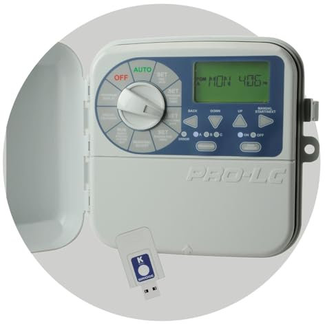 Suinga Programador de Riego PRO-LC 4 Estaciones Exterior con Módulo Wifi K-Rain | Controlador de Riego Eléctrico para Jardin | Memoria Permanente | Protección de Cortocircuito