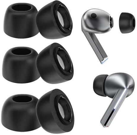 Aiivioll 6 Pieces (S/M/L ) for Samsung Galaxy Buds3 Pro Memory Foam Earplugs Replacement Earbuds Memory Foam for Samsung Galaxy Buds3 Pro (Black)
