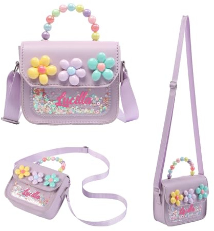 Wamantic Borsetta Bambina Personalizzato con Nome - Borsa a Tracolla in PU Regalo Bambina Ragazza Compleanno Natale