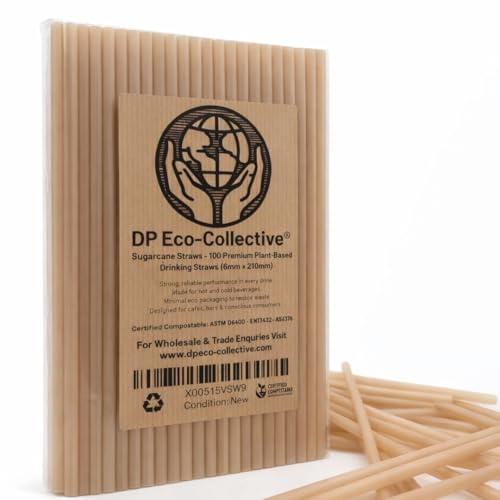 6mm Eco Straws Sugarcane Fibre | DP Eco‑Collective | 100 Pack