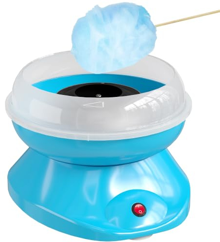 HOMCOM Zuckerwattemaschine für Zuhause mit Stäbchen 550W Höhe 18 cm Blau | Cotton Candy Machine, Zuckerwatte Maschine, Messlöffel, für Kinderfest, Geburtstag, Party
