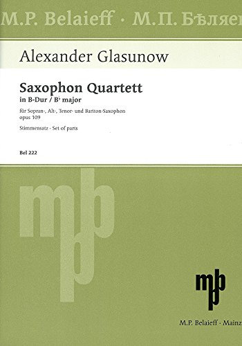 Saxophon Quartett B-Dur: op. 109. 4 Saxophone (SATBar). Stimmensatz.