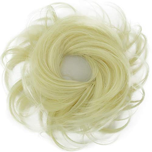 CAISHA Haarteil Haargummi Hochsteckfrisuren Voluminös Gewellt Unordentlich Kunstfaser DM13cm Platinblond G16C