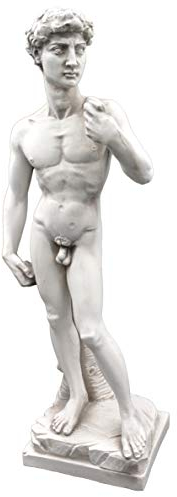 gartendekoparadies.de Statue David von Michelangelo, Steinfigur, H. 58 cm, 9 kg, Grau, frostsicher aus Steinguss für Außenbereich