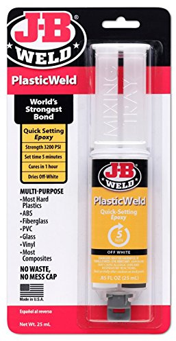 J-B Weld 50132 PlasticWeld Quick-Setting Epoxy Syringe - Dries Off-White - 25 ml by J-B Weld