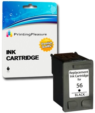 Printing Pleasure SCHWARZ Druckerpatrone für HP Photosmart 7260 7350 7450 7660 7760 7960 C4180 C4280 C5280 Deskjet 5550 450CBi Officejet 5610 4215 PSC 1215 1210 1315 | kompatibel zu HP 56 (C6656AE)