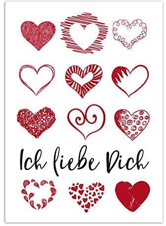 Einladungskarten Manufaktur Hamburg Postkarte Viele Herzen, schöne Schrift Ich liebe Dich/Moderne Karte mit Umschlag/Valentinstag/Liebe/Partner/Hochzeit/Jahrestag/Paare