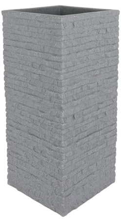 JP Kubus Ziegel Säulentopf 26x26x60 cm Grau aus Kunststoff