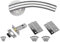 IRONZONE® 5 Sets of Quality Curved Lever on Rose Door Handles with Hinges and Latches Door Pack Satin Stainless Steel for Internal Wooden or Oak Doors, Residential and Commercial Projects