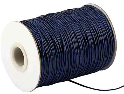 YZSFIRM 1 mm gewachste Schnur für Schmuckherstellung, dunkelblaues Polyester-Perlengarn zum Flechten von Armbändern und Halsketten, Basteln