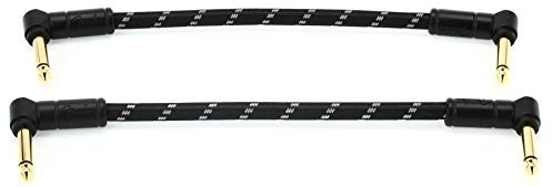 Fender 990820087 Deluxe Serie Patch Cable - 6 inch – ANG/ANG - Pack of 2 - Black Tweed