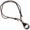 Create idea Collier en Cuir de Vache Brun Rétro Double Anneau Pendentif Colliers Cordon Réglable Ras du Cou pour Cadeaux Hommes