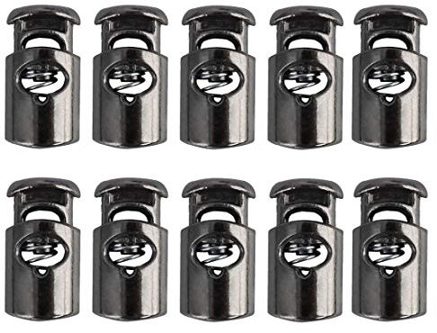sourcing map Kordelstopper aus Kunststoff, 10 Stück, Stopper, Federstopper, Einzelloch, Knebelverschluss, Stopper, Seilende für Kordelzüge, Kleidung, Schnürsenkel, Taschen, Camping, Silber-Schwarz