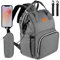NEVEQ Baby Wickelrucksack, Babytasche für Reise, Wickeltasche Große Kapazität, Multifach Reise Rucksack Wasserdicht Fächer Babyflaschehälter (Dunkelgrau)