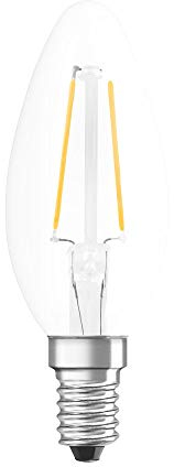 Osram Filament LED Lampe mit E14 Sockel, Kerzenform, Warmweiss (2700 K), 2,50 W, Ersatz für 25-W-Glühbirne