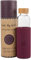 Funk My World Glass Water Bottle - Bamboo Lid Glass Water Bottle With Silicone Sleeve- Eco Friendly Carry Case 500ml Water Bottle / 19 oz - BPA Free, Dishwasher Safe (BURGUNDY)