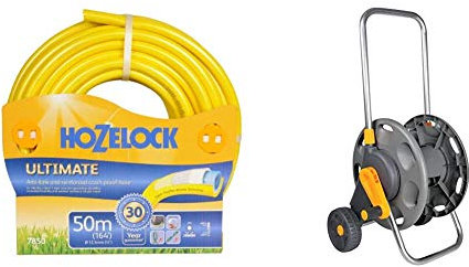 Hozelock Ultimate Hose & Cart Combo, 60m, Yellow, Freestanding, UV & Frost Protected