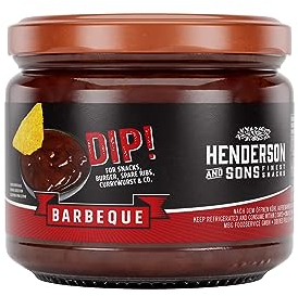 HENDERSON AND SONS Barbeque Dip (1 x 330 Gramm Glas) - Herrlich aromatisch. Mit der rauchigen Note liegt man immer richtig - Perfekter Snack für Sportabende wie American Football oder Fußball