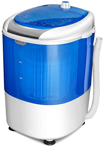 DREAMADE Mini Machine à Laver, Mini Lave-Linge Semi Automatique à Cuve Unique Charge 2 KG, 36X34X51CM, Bleu