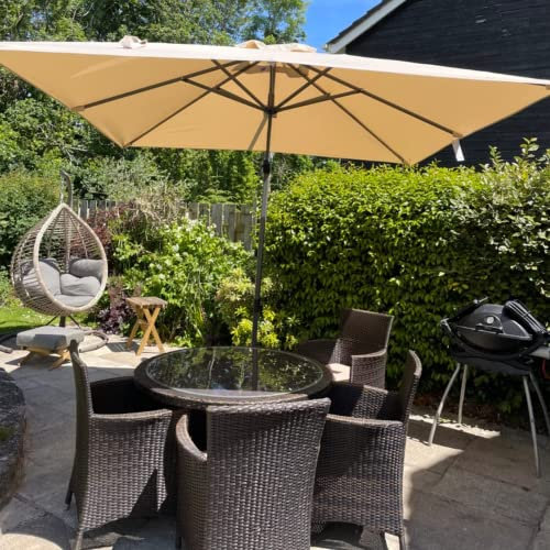 PURPLE LEAF 2.7 X 2.7 M Square Garden Cantilever Parasol, Large Square Patio Umbrella with Crank Handle and Tilt for Balcony and Outdoor, Beige