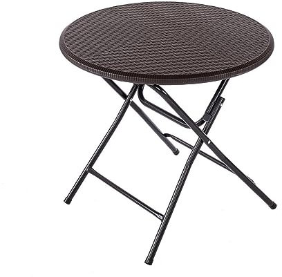 Oypla 80cm Round Folding Heavy Duty Outdoor Rattan Patio Garden Bistro Table