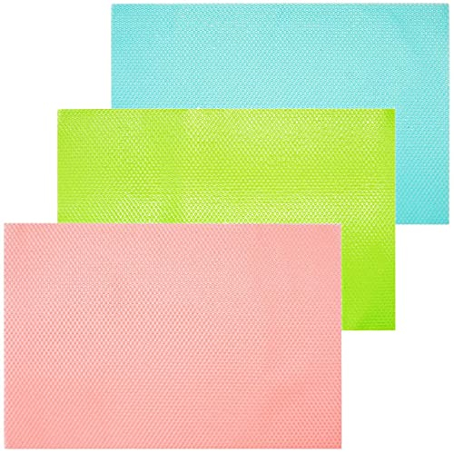 Tappetino per frigorifero Riutilizzabile Lavabile Tappetino Antiscivolo per Cassetti 3 pezzi (29 cm x 45 cm) 3 diversi colori blu, verde, rosa