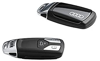 Audi 8W0071208BY9T Schlüsselblende Cover, mit Ringe Logo, nur für Schlüssel 4M0959754 8W0959754 8S0959754 *mit* Chromspange (mythosschwarz)