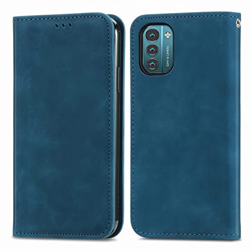 For Nokia G21 Case, Nokia G11 Case Leather Wallet Book Flip Folio Stand View Full Protection Cover with Stand Card Slots Magnetic Closure Compatible with Nokia G21/G11 Phone Cases Shockproof, Blue