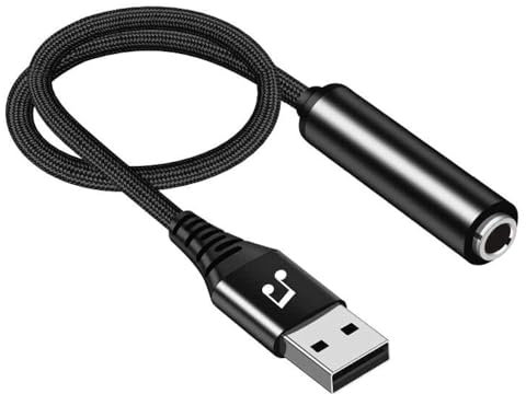 USB to 1/4 Female TRS Audio Stereo Adapter, US B to 6.35mm Jack Audio Adapter Compatible with Laptop,Windows or PC,Amplifier, Speaker, Headphones-6.6FT Note:Not Applicable Recording,Truck,TV USB Ports