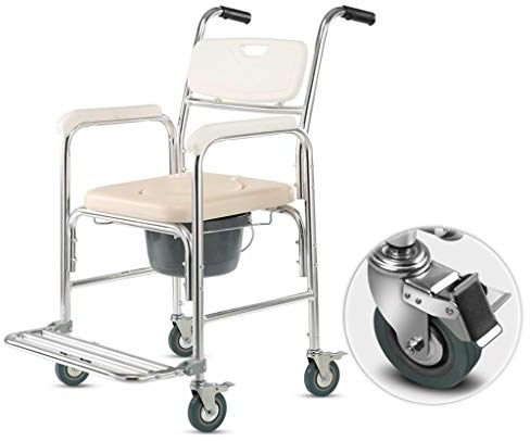 Dfmkll Bariatric Toilet Seat Mobile Toilet with Splash Guard and Wheels - Pregnant Women Commode Chair Elderly Bath Chair - Travel Wheelchair Bathroom Bath Chair Easy Transfer