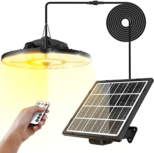 MEIKEE Solarlampen für Außen Innen mit Bewegungsmelder 76 LED Superhell 5 Modi 2500-6500K 270° Abstrahlwinkel Solarleuchten Solar- und USB-Laden Solar Hängelampen für Pavillons, Garage, Lagerräume